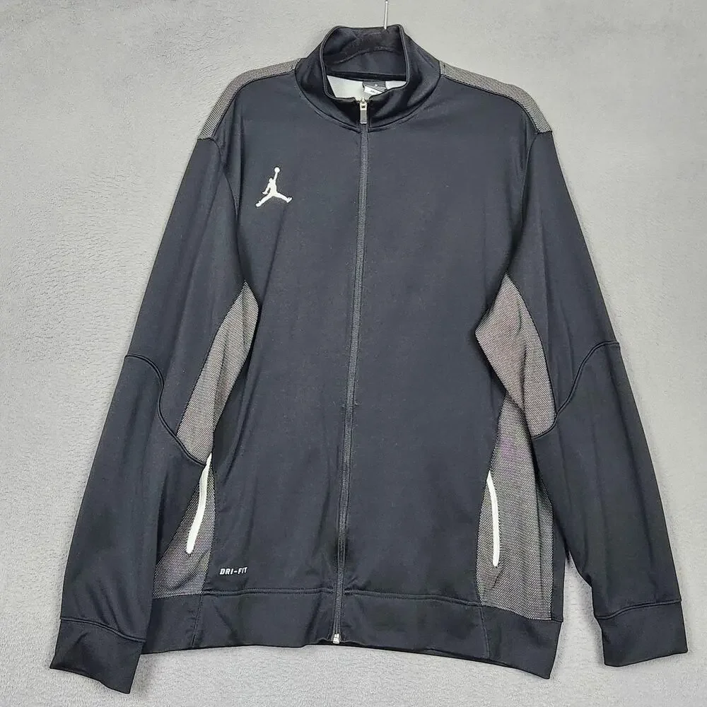 Jordan Dri-FIT Track Jacket Mens 2XL Black Full Zip Mesh Panels Nike 696736-010